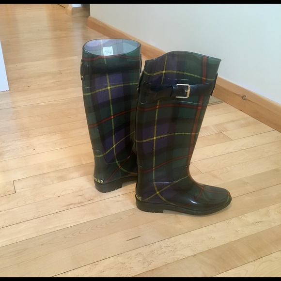 Ralph Lauren - Rossalyn ll Tartan rain boot sz 5 - Picture 3 of 15